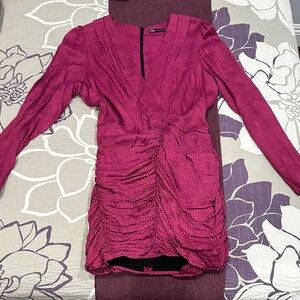 Zara Fuchsia Long Sleeve Ruched Dress